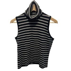 Banana Republic Cashmere Sleeveless Sweater Tank Turtleneck Black Gray women's M
